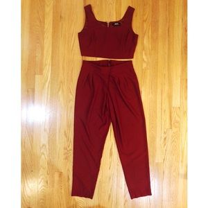LuLus Red Two Piece Jumpsuit